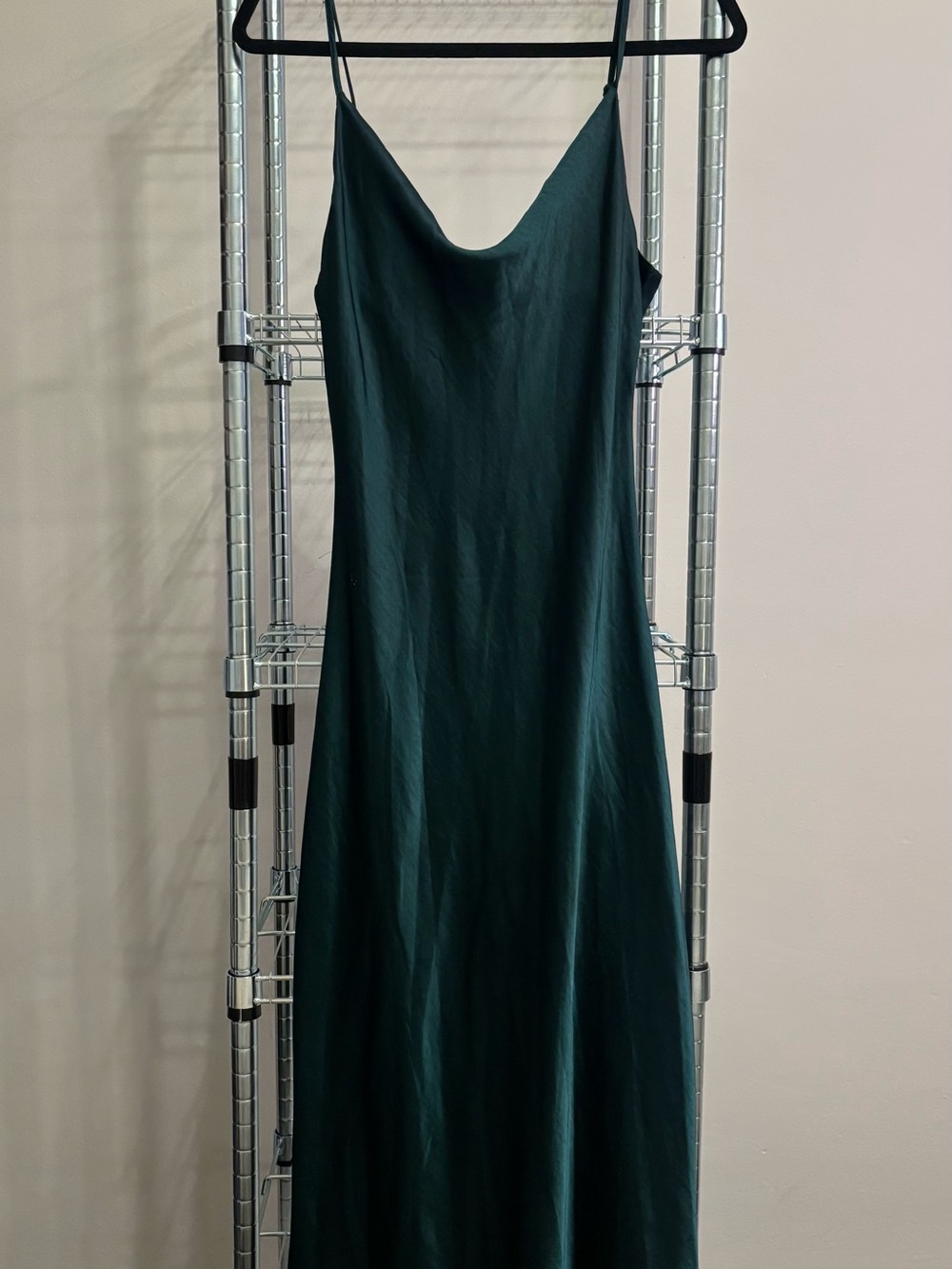 Oak and Fort Forest Green Slip Dress with Cowl Neck